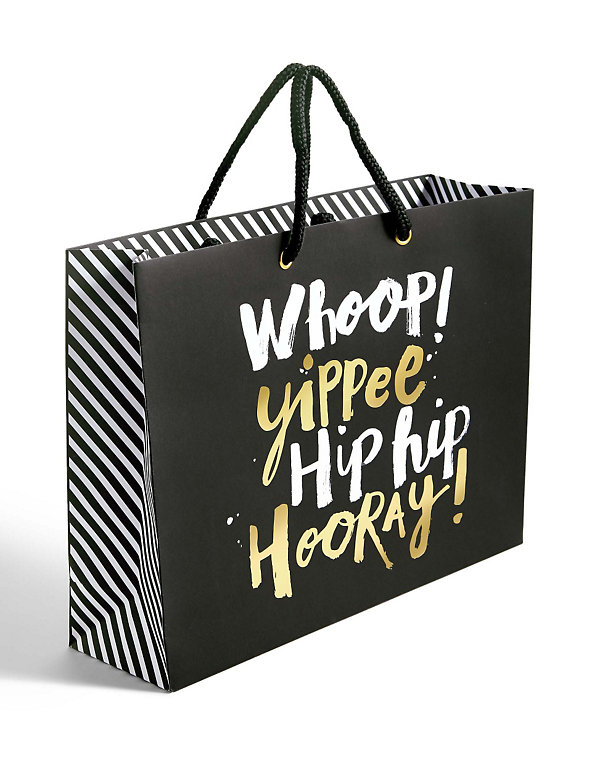 White & Gold Text Large Gift Bag Image 1 of 2