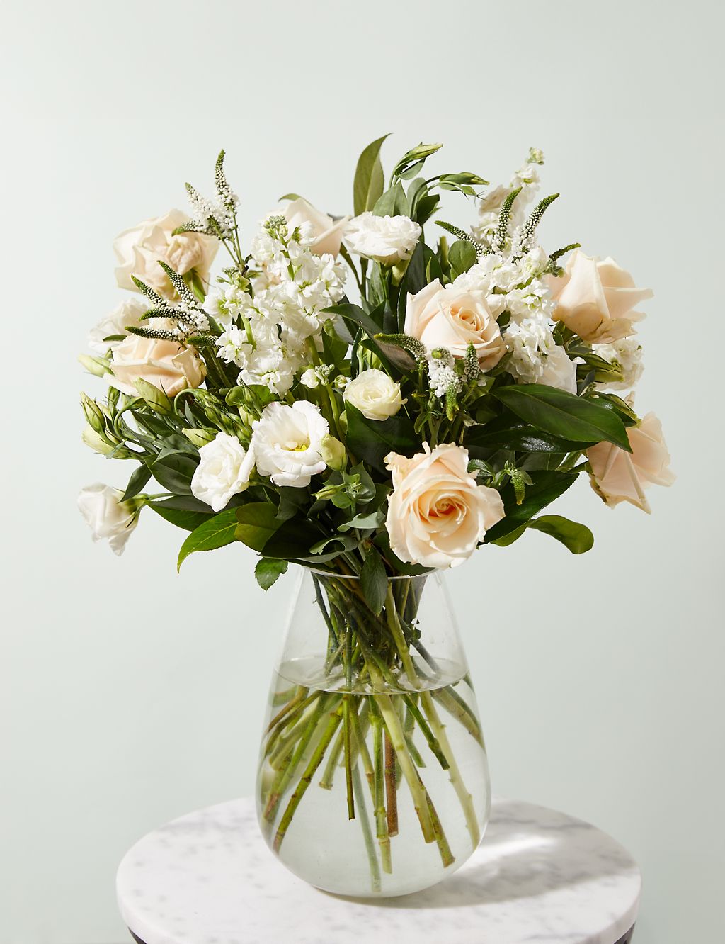 White Bouquet Rose, Lisianthus & Stock 2 of 7