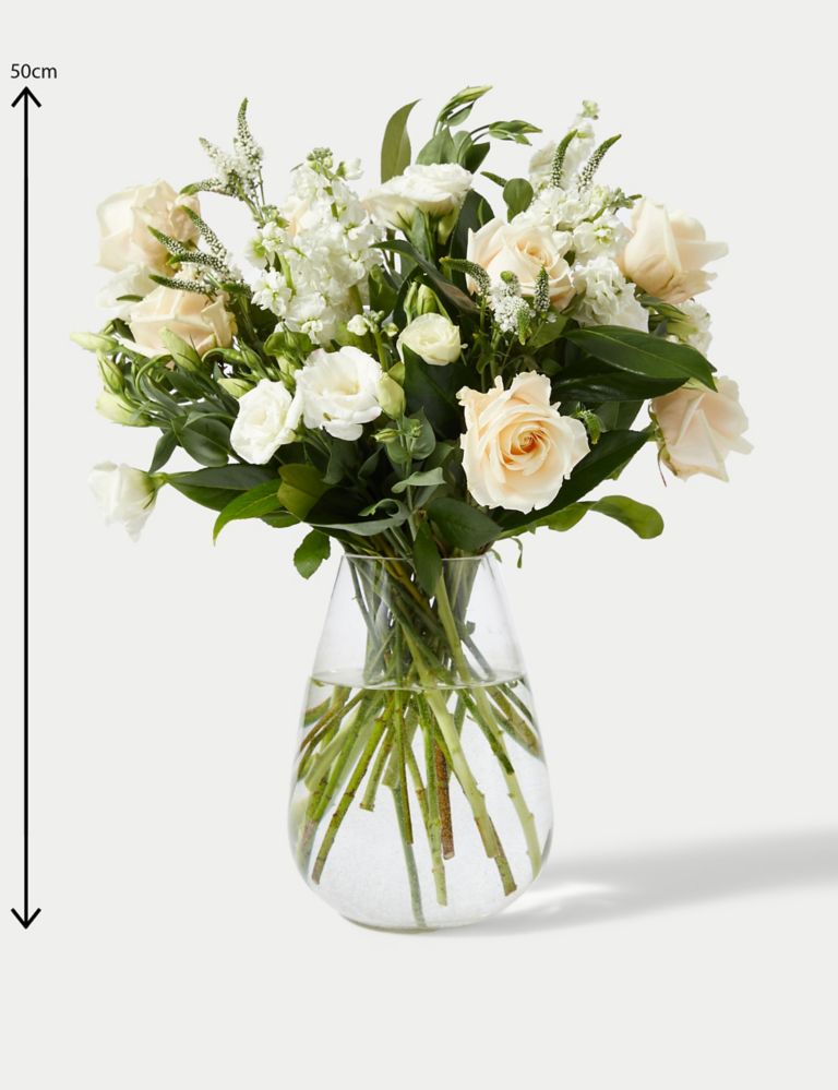 White Bouquet Rose, Lisianthus & Stock 7 of 7