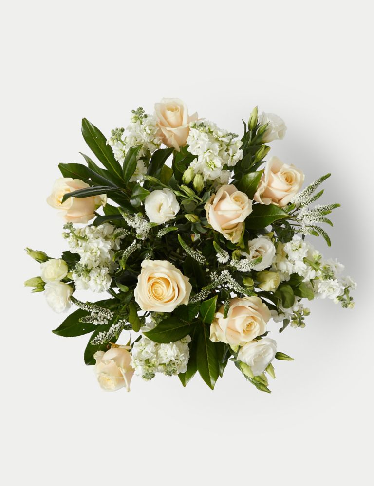White Bouquet Rose, Lisianthus & Stock 3 of 7