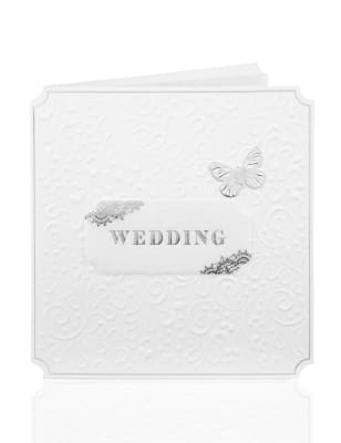 White Embossed Wedding Card M&S