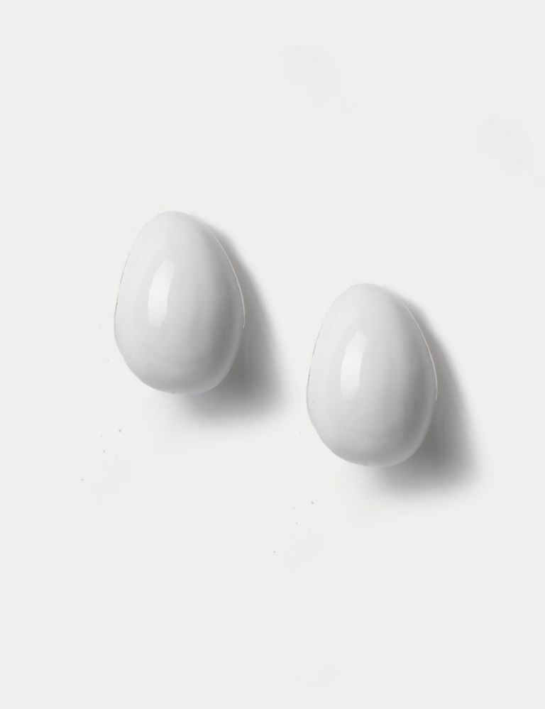 White Enamel Drop Earrings 1 of 3