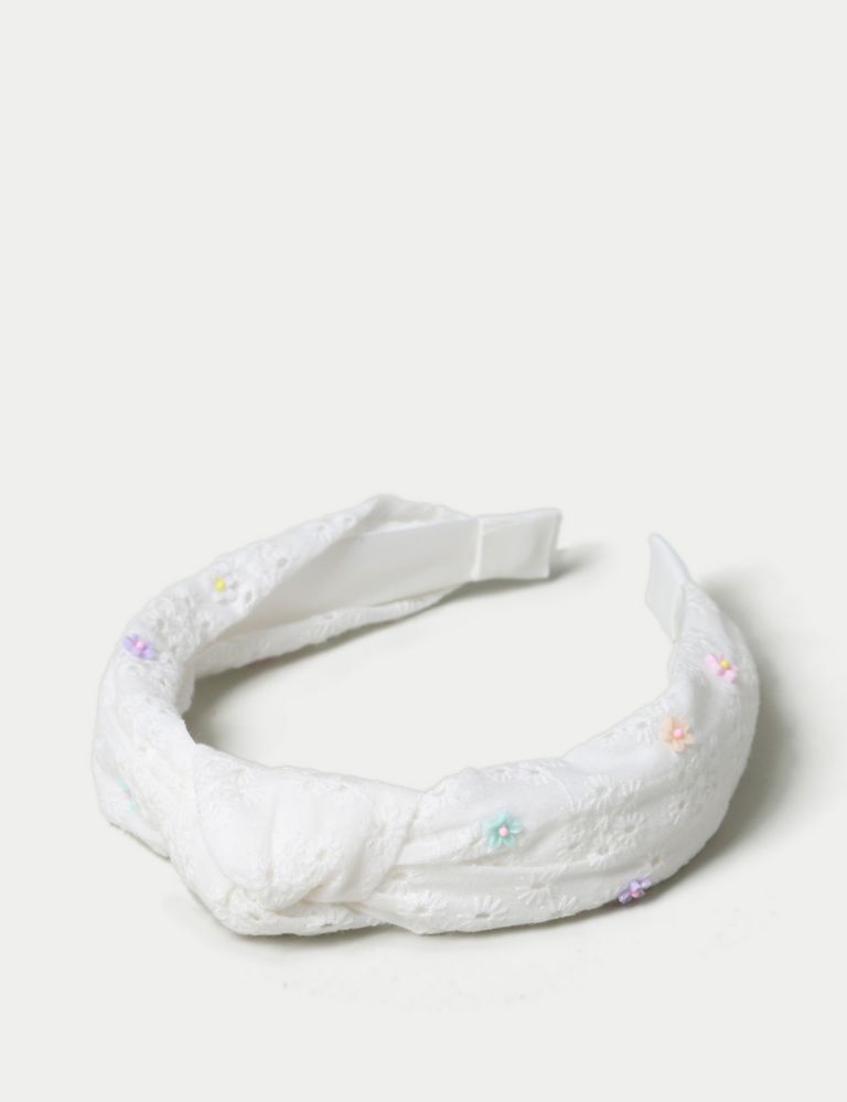 White Knot Floral Headband 3 of 3