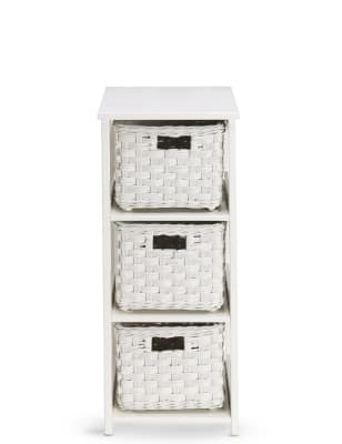 White Rattan 3 Tier Storage Unit M S