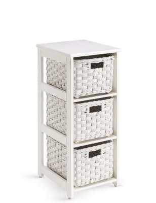 White Rattan 3 Tier Storage Unit M S