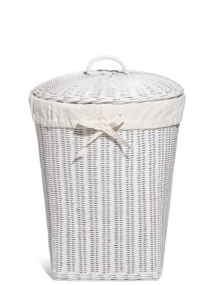 White Rattan Laundry Basket M&S