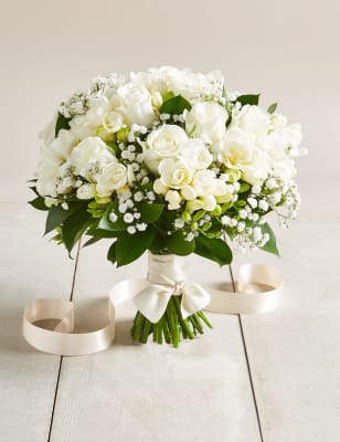 White rose shop bridesmaid bouquet