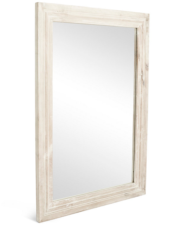 White Wash Rectangular Wooden Mirror M S, Whitewashed Wooden Mirror