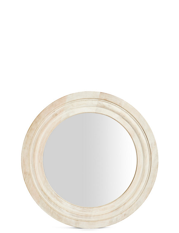 White Wash Round Wooden Mirror M S, Whitewashed Wooden Round Mirror