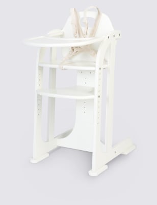 White Wood Multi Height High Chair East Coast M&S