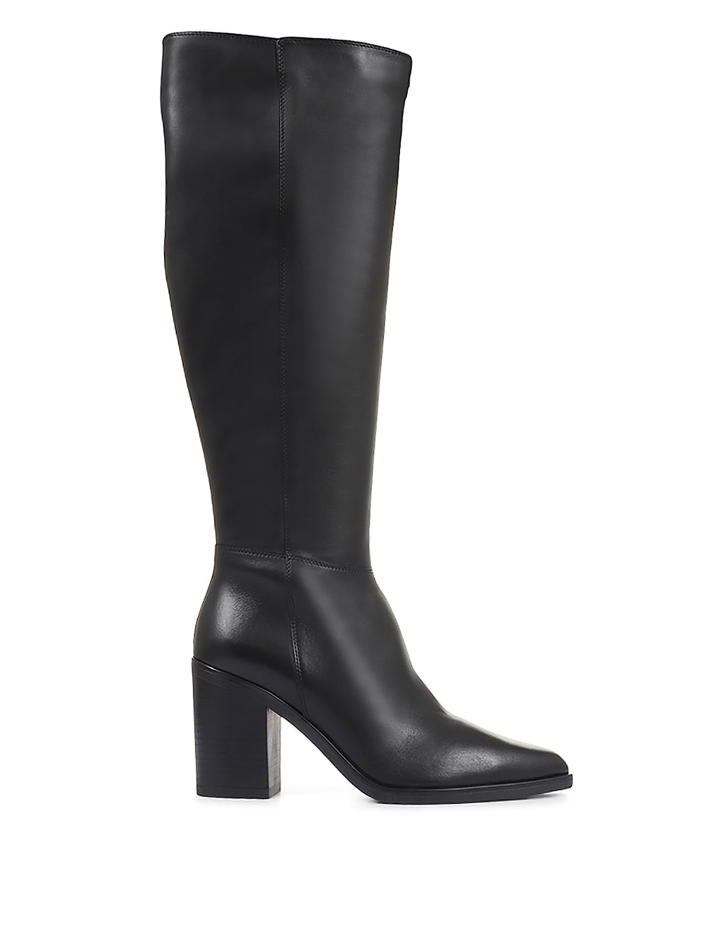 Wide Calf Leather Block Heel Knee High Boots 6 of 7