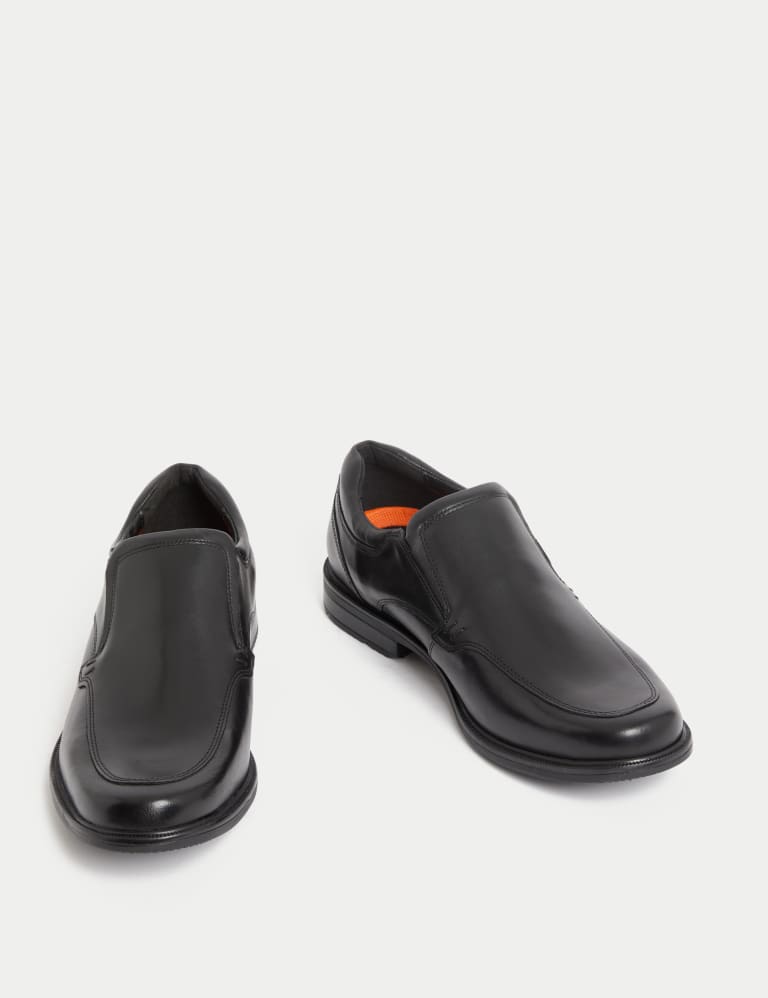 Mens wide fit black leather shoes discount