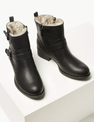 wide fit biker ankle boots