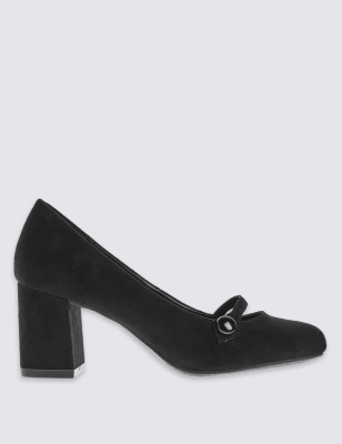 m&s black court shoes
