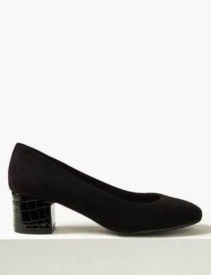 Wide Fit Block Heel Court Shoes | M\u0026S 