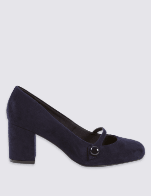 wide fit court shoes block heel