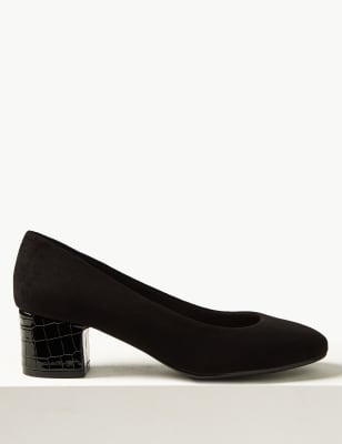 wide fit court shoes block heel