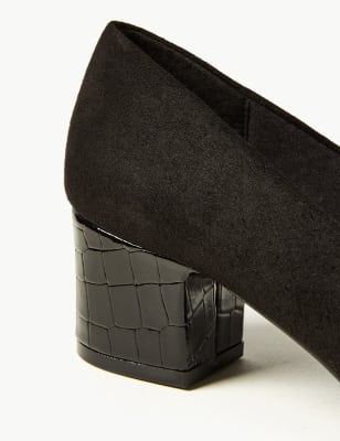 m&s black court shoes