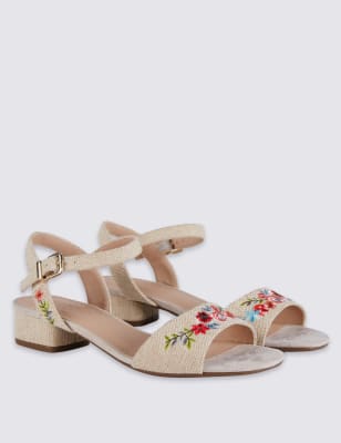 Embroidered block heel on sale sandals