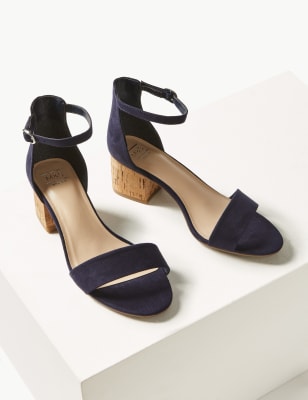 Wide fit navy hot sale block heel sandals