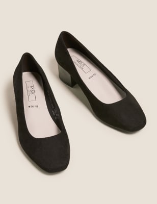 wide fit court shoes block heel