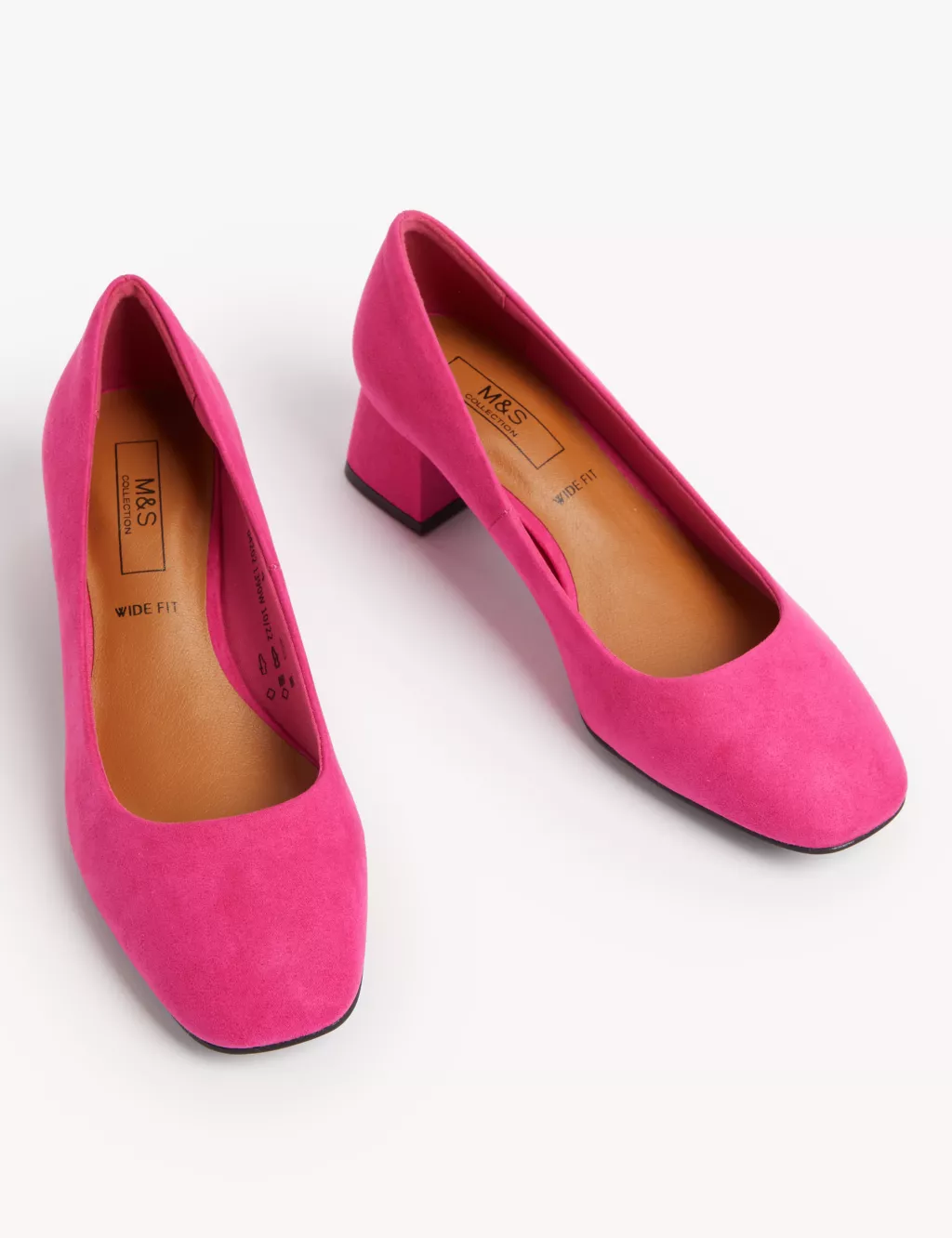 bisonte Intacto amortiguar Wide Fit Block Heel Square Toe Shoes | M&S Collection | M&S