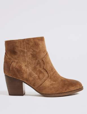 Wide Fit Block Heel Stitched Ankle Boots Image 2 of 6