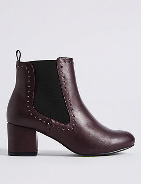 Wide Fit Block Heel Stud Detail Ankle Boots Image 2 of 6