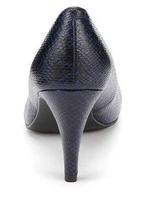 Wide Fit Faux Snakeskin Print High Heel Court Shoes Image 2 of 3