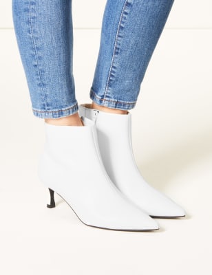 White wide store fit ankle boots