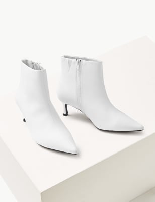 White kitten cheap heel ankle boots