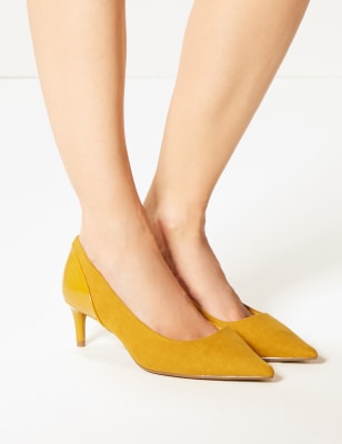 yellow court shoes wide fit