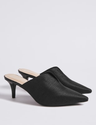 Black suede hotsell kitten heel mules