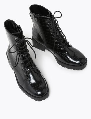 womens wide fit lace up ankle boots