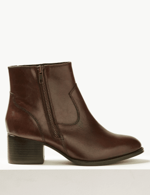 wide leather ankle boots