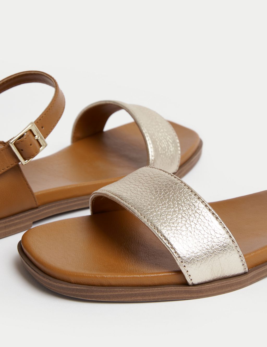 Wide Fit Leather Ankle Strap Flat Sandals 2 of 4
