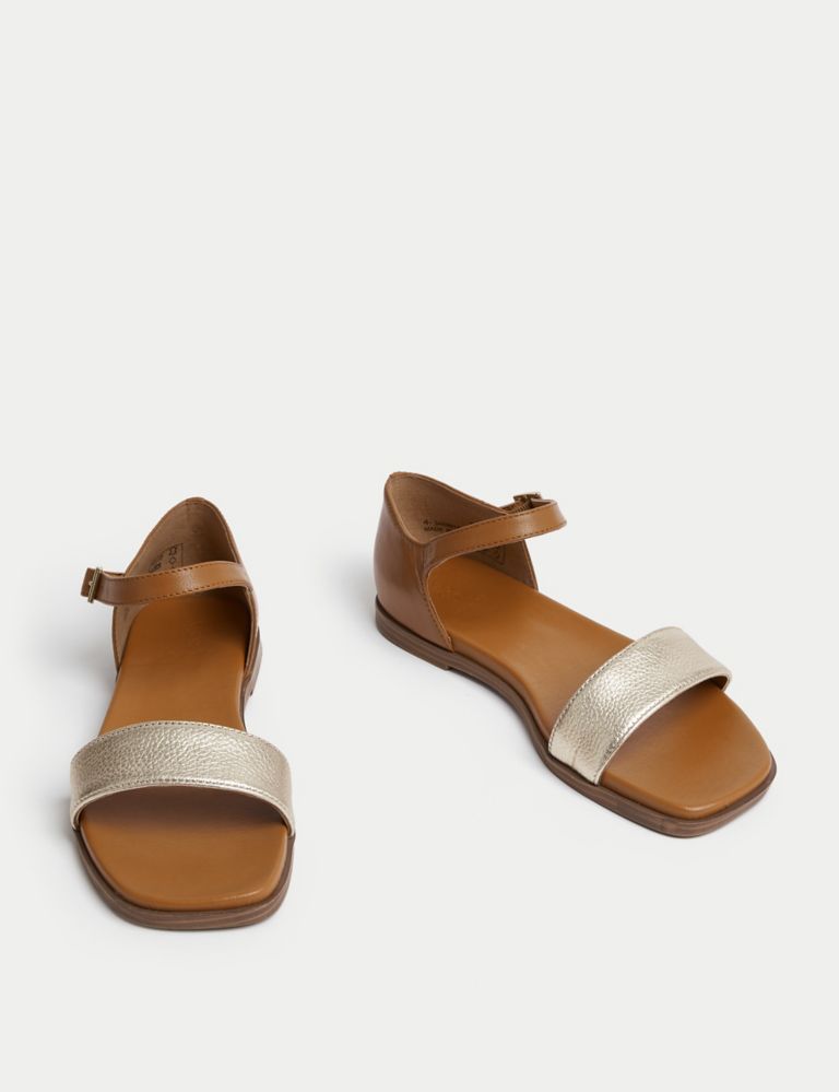 Wide Fit Leather Ankle Strap Flat Sandals 2 of 4