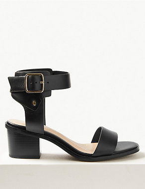 Wide Fit Leather Ankle Strap Sandals Image 2 of 5