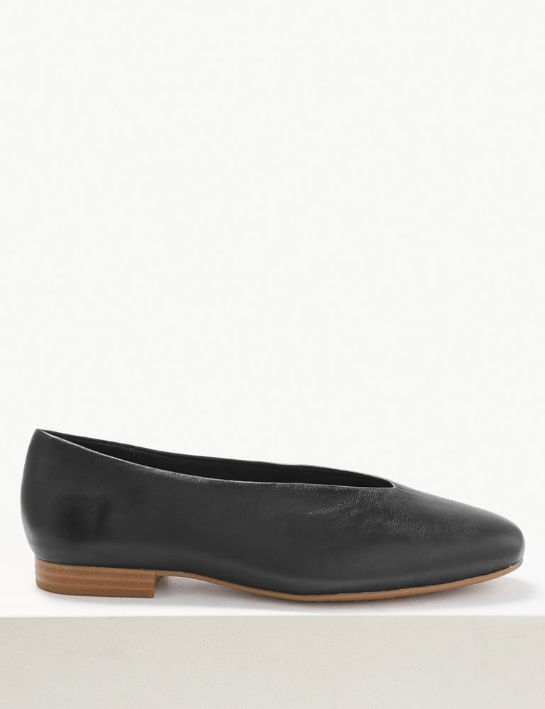 Wide Fit Leather Ballerina Pumps 2 of 5