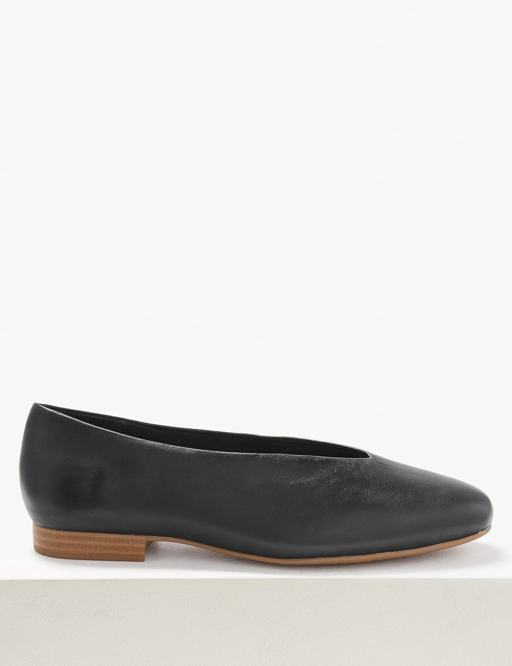 Wide Fit Leather Ballerina Pumps 1 of 5
