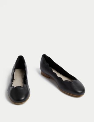 Wide Fit Leather Ballet Pumps Image 2 of 6