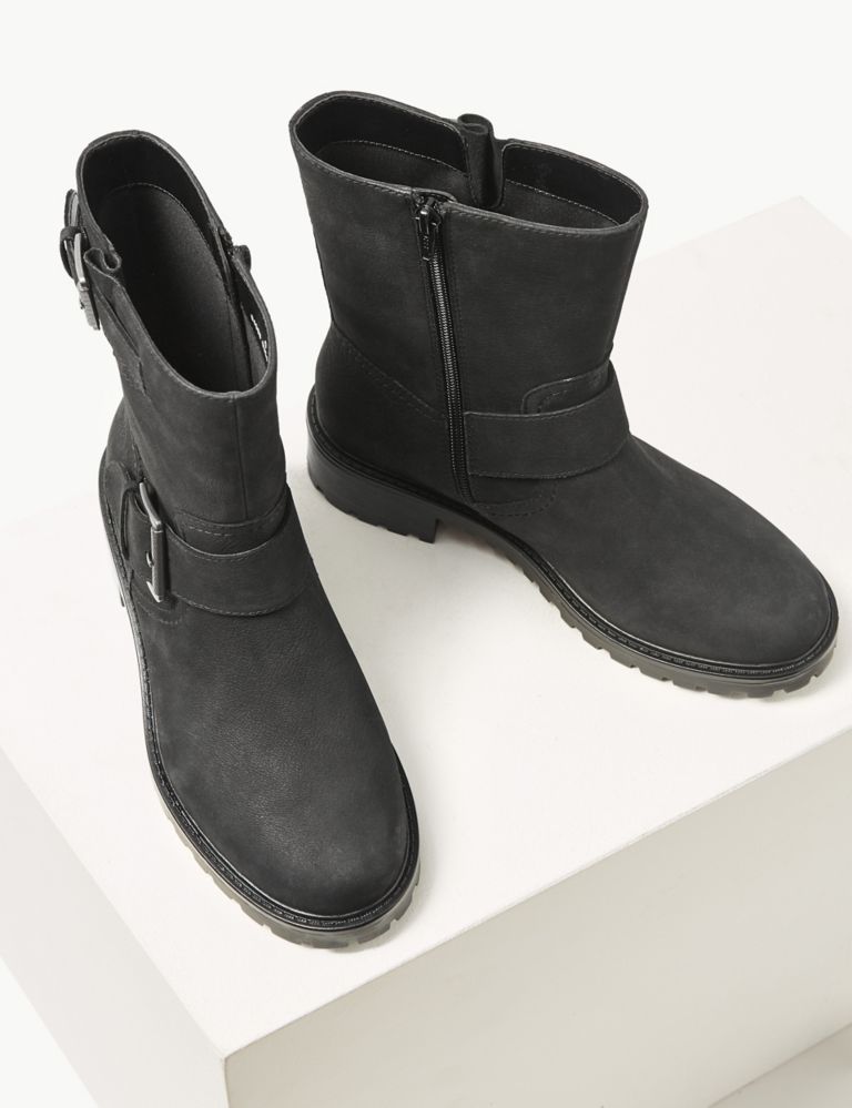 Wide Fit Leather Biker Ankle Boots 3 of 6