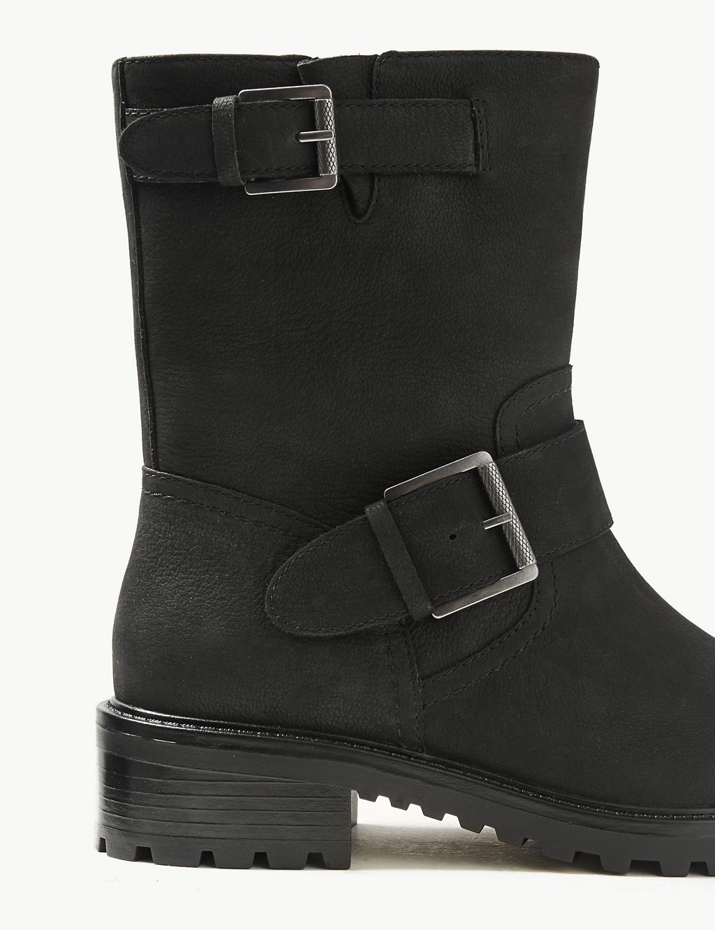 Wide Fit Leather Biker Ankle Boots 5 of 6