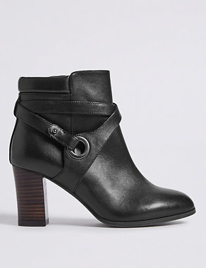 Wide Fit Leather Block Heel Ankle Boots Image 2 of 6