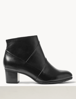 m&s black block heel boots