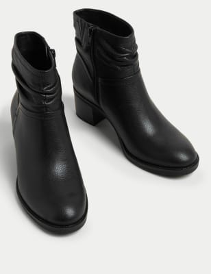 Block heel boots wide fit sale