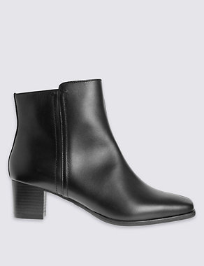 Wide Fit Leather Block Heel Ankle Boots Image 2 of 6