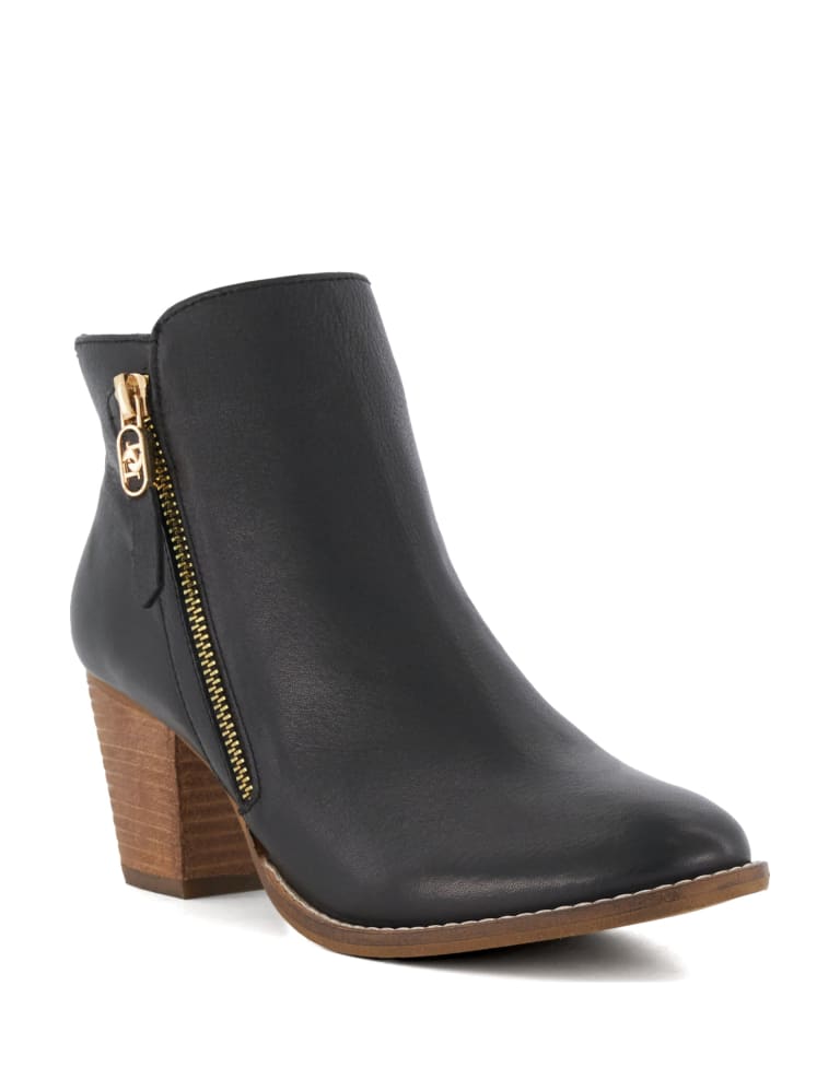 Wide Fit Leather Block Heel Ankle Boots 2 of 5