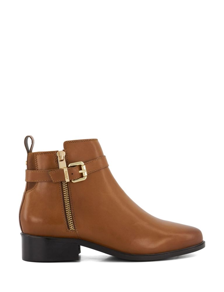 Wide Fit Leather Block Heel Ankle Boots 1 of 4