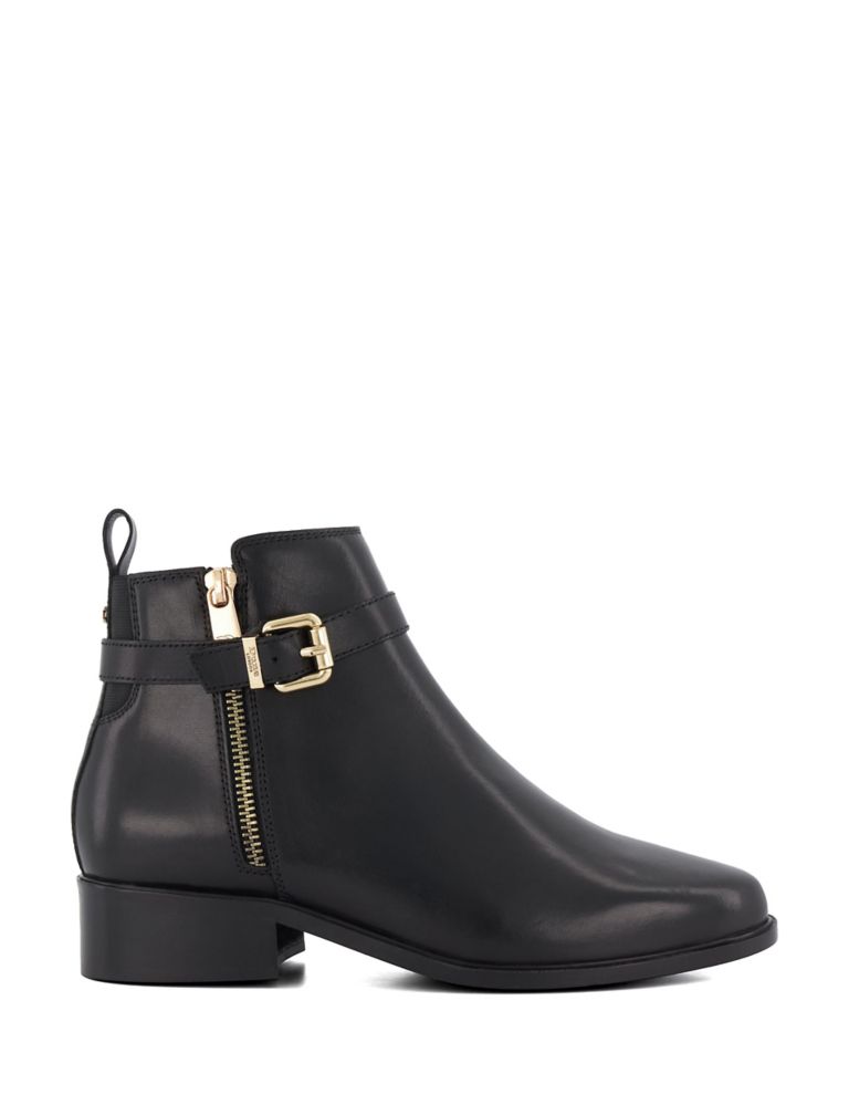 Wide Fit Leather Block Heel Ankle Boots 1 of 5